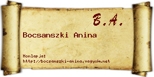 Bocsanszki Anina névjegykártya
